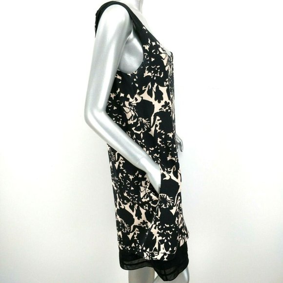 Diane Von Furstenberg Size 10 Silk Sleeveless Lined Floral Print Shift Dress - Picture 4 of 9